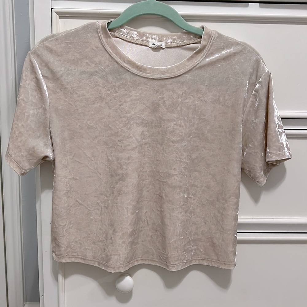 garage light pink velvet top